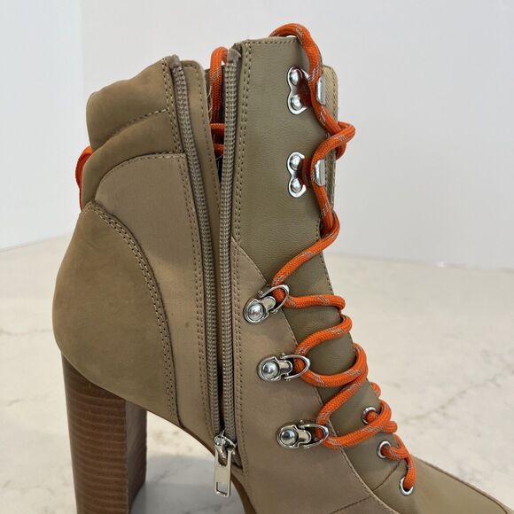 Steve Madden Boots Womens 9 M Karey Ankle Booties Boots Beige Fabric Leather - Picture 7 of 14